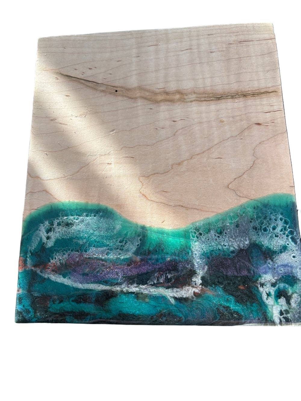 Handmade Teal Ocean Epoxy Wood Wall Art Ir Charcuterie Serving Block